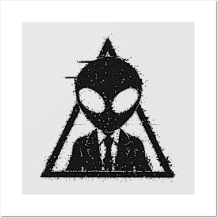 Space Alien Suit Triangle Glitched Posters and Art